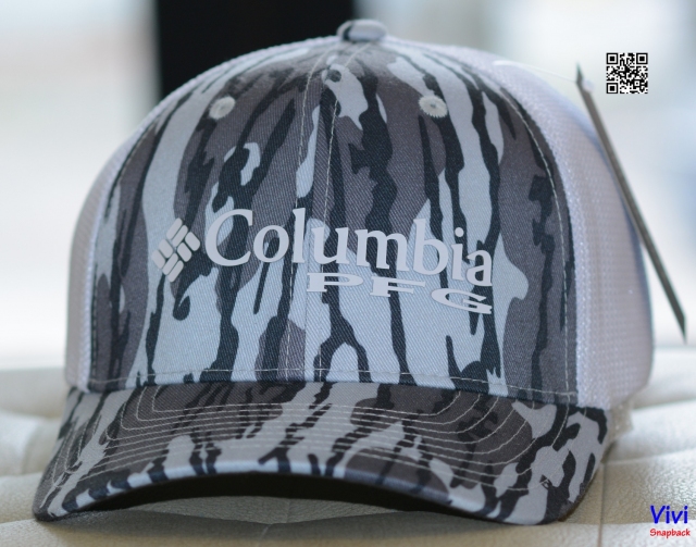 Nón Columbia PFG Logo Camo Mesh Ball Fitted Cap Dark Grey/White
