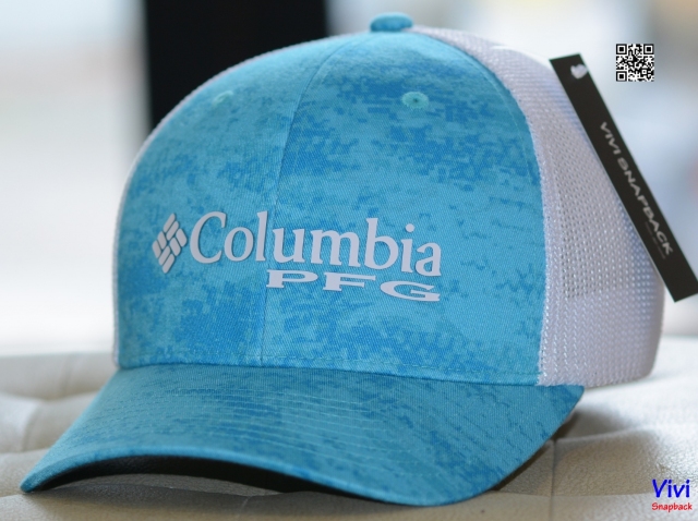 Nón Columbia PFG Logo Camo Mesh Ball Fitted Cap Cool Blue/White