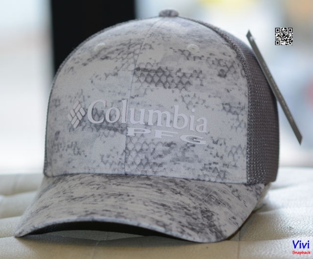 Nón Columbia PFG Logo Camo Mesh Ball Fitted Cap Cool Grey/Grey