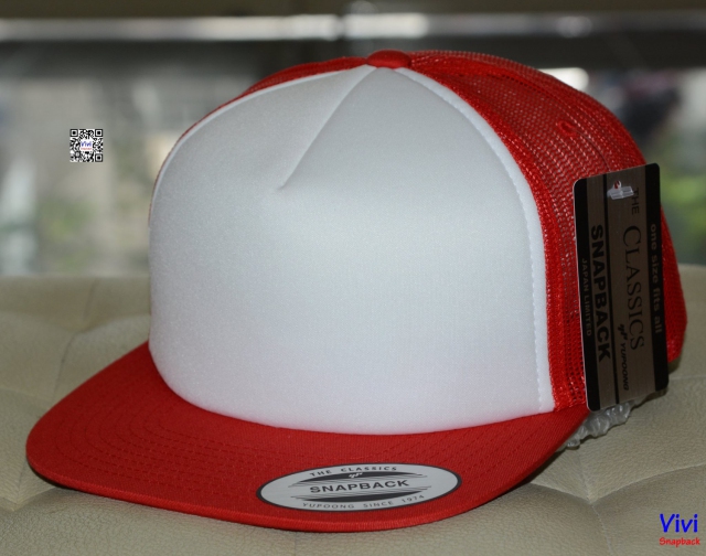The Classic Yupoong Color Foam Trucker Snapback - Red / Whihe