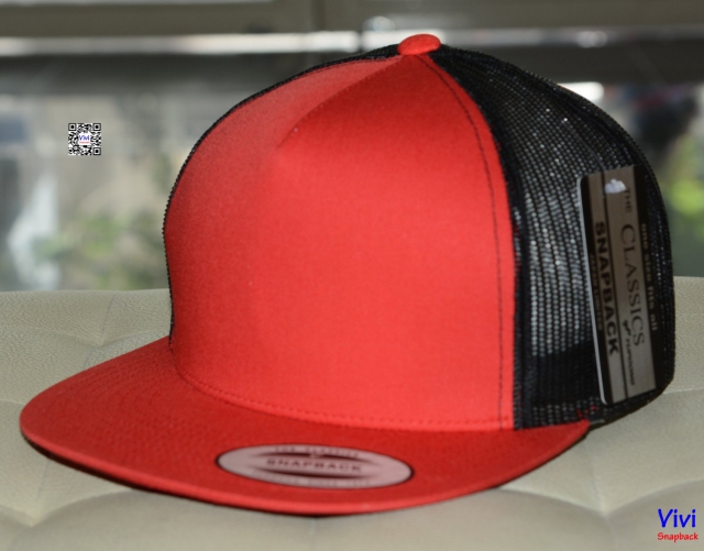 The Classic Yupoong Trucker  2Tone Snapback - Red/Black