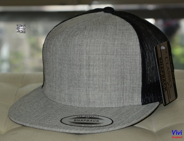 The Classic Yupoong Trucker in Gray /Black Snapback