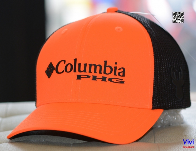 Nón Columbia PFG Hunting Logo Deer Mesh Ball Fitted Cap Blaze Neon/Black