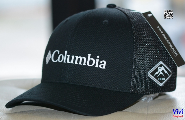 Nón pít đuôi Columbia Trail 1938 Logo Mesh Ball Fitted Cap Black