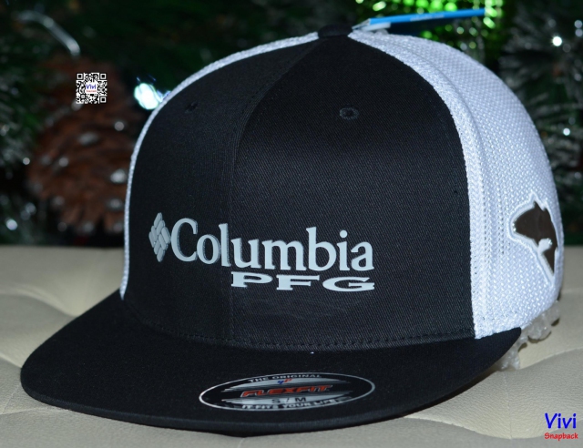 Columbia PFG Fitted Trucker Snapback Black/White