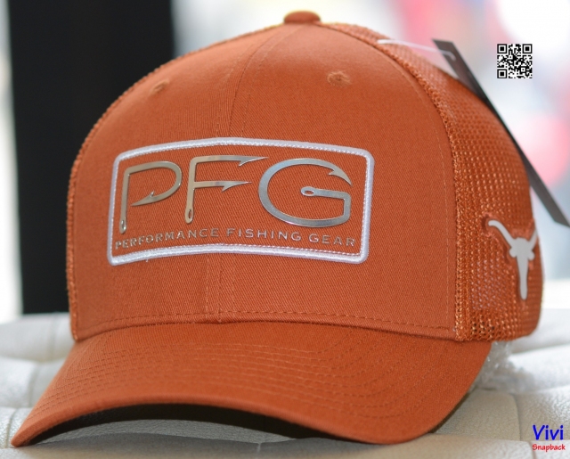 Nón Columbia Collegiate PFG Hooks Silver Patch Logo Texas Mesh Ball Fitted Cap Orange Dark