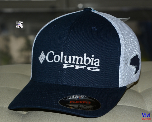 Columbia PFG Mesh Ball Cap - Navy/White